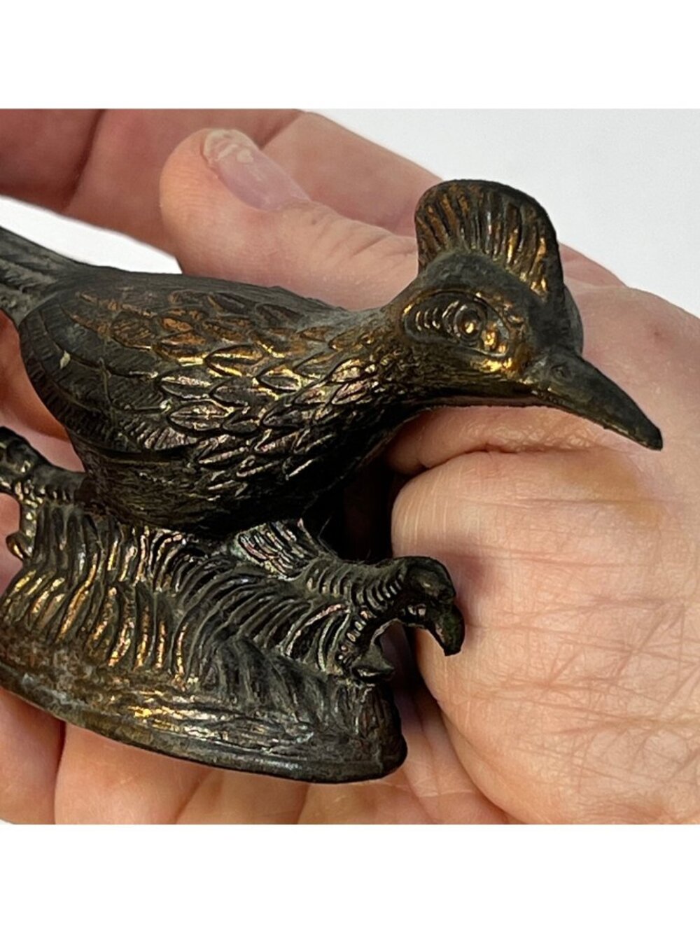 Vintage Bronze Woodpecker Figurine Collectible New Mexico Souvenir